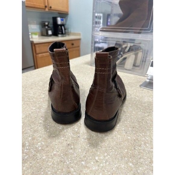 Venturini Men's Leather Brown Zip Buckle Ankle Boots. Size 13 - Picture 2 of 4